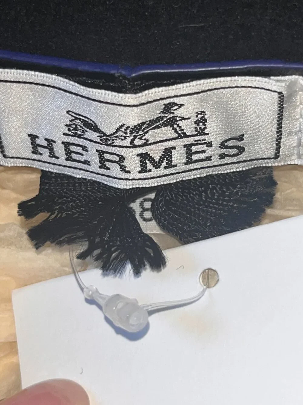 Hermès Bonnie Beret Black 100% Merino Wool Clou de Sel Hat New with Tags Size 58